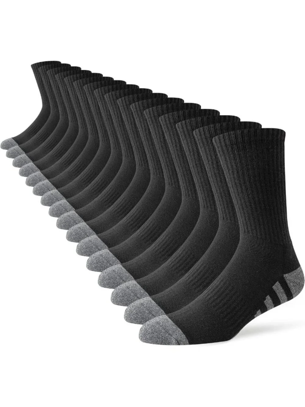 8 Pairs Men's Crew Cushion Socks - Breathable Athletic Running & Workout Socks